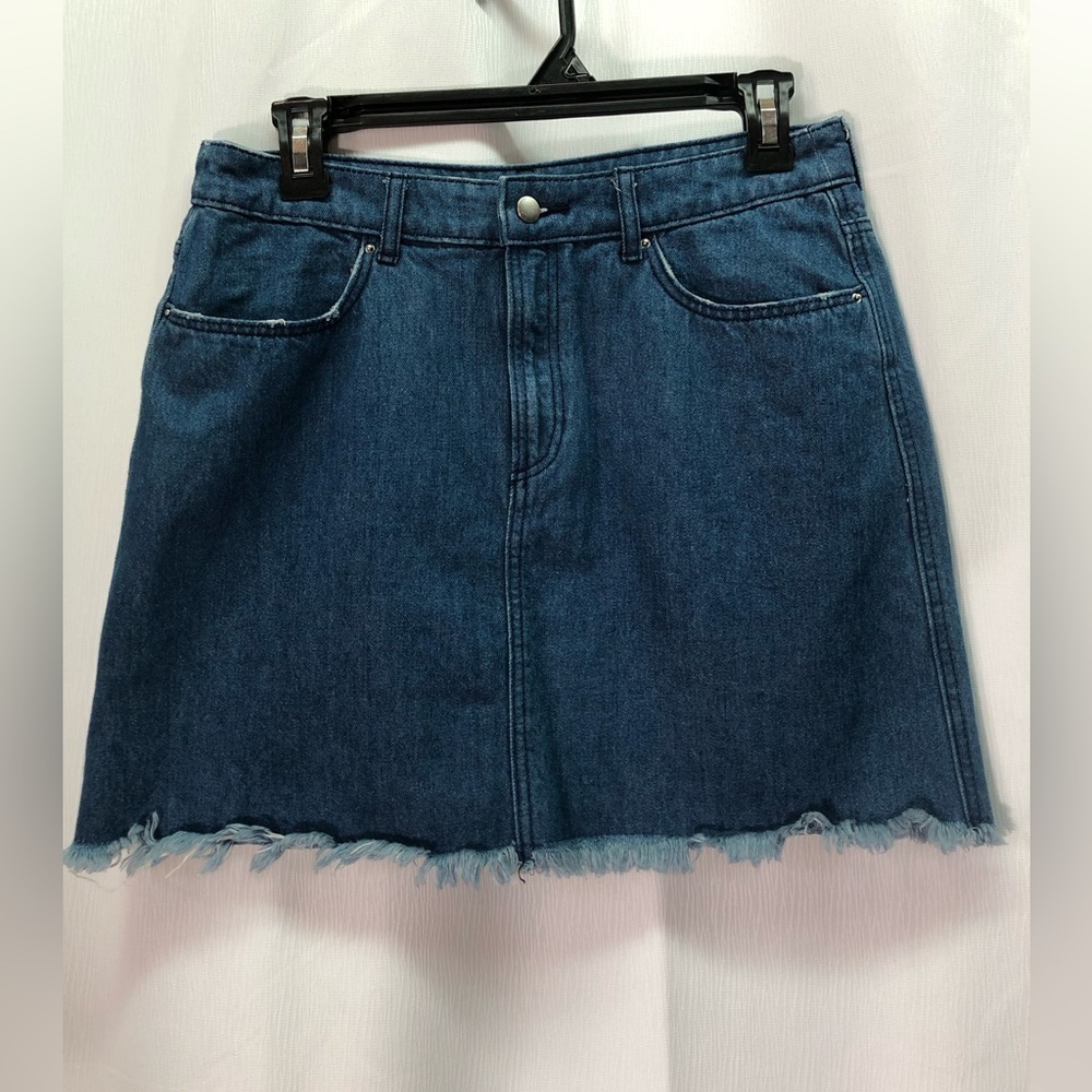 Mini Raw Hem Jean Skirt